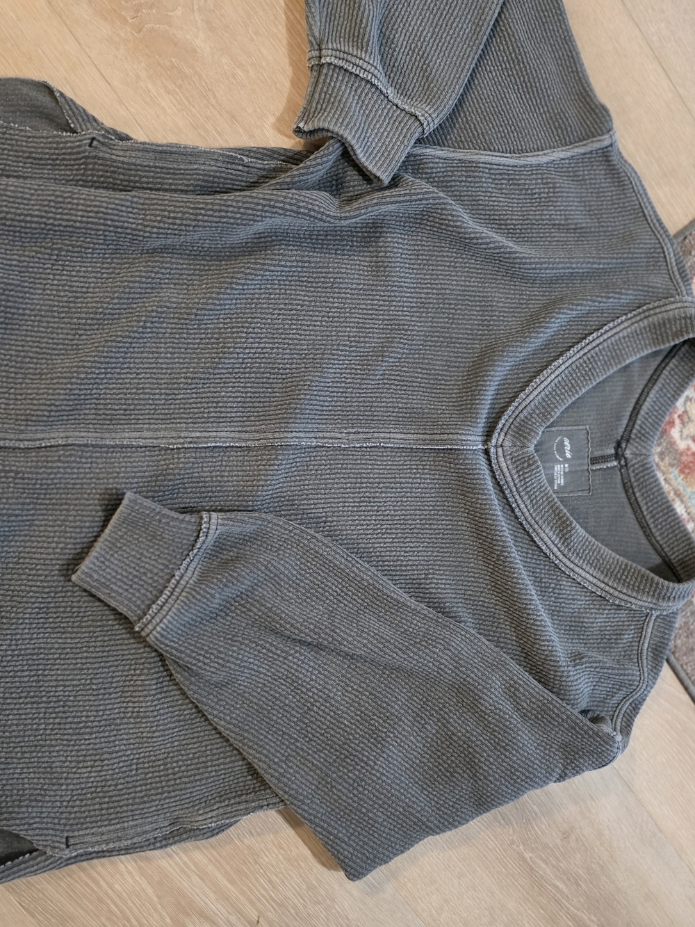 aerie Men's Crewneck Waffle Knit Sweater - Charcoal Gray
